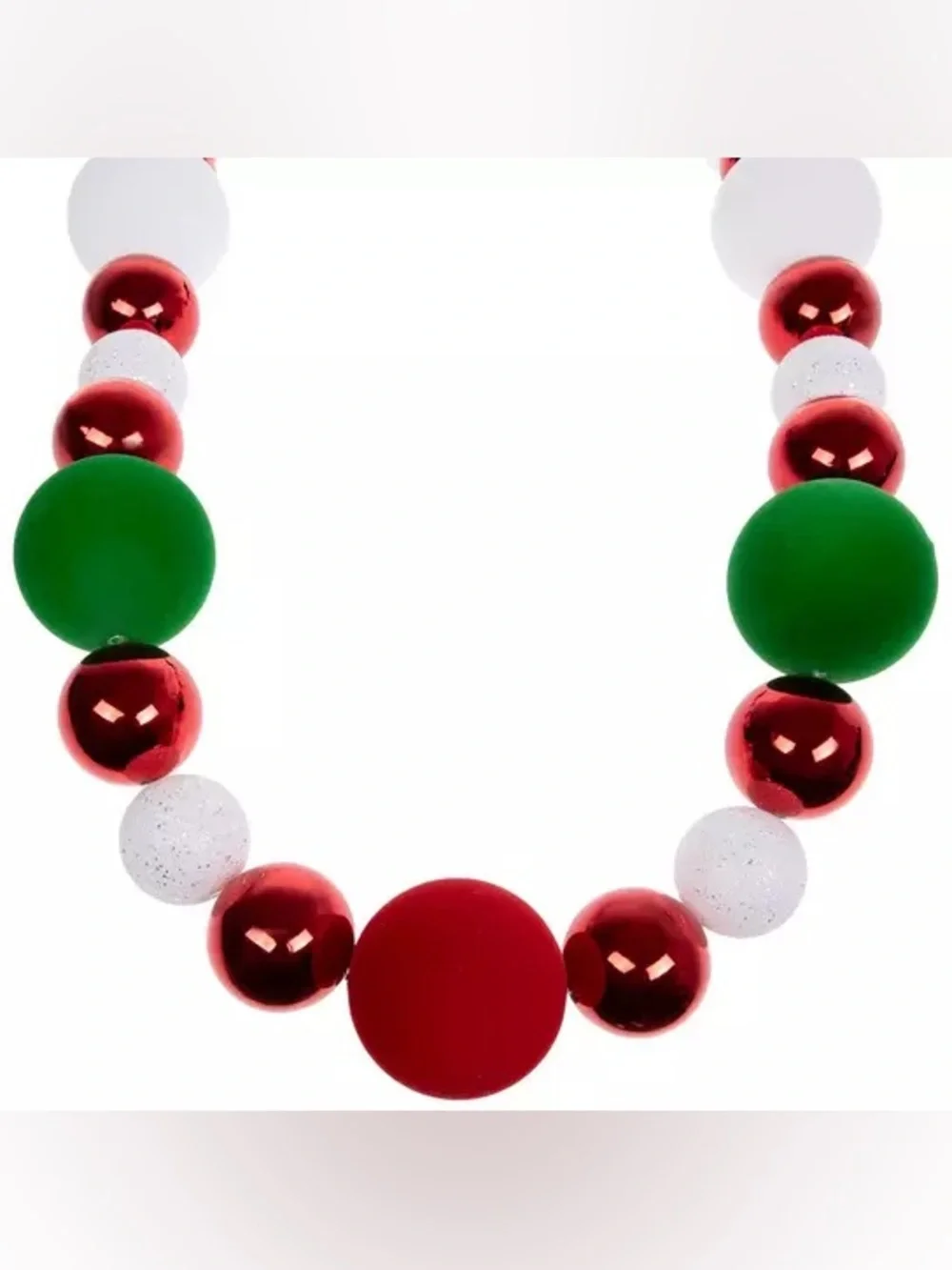 Red, Green & White Ball Ornament Garland